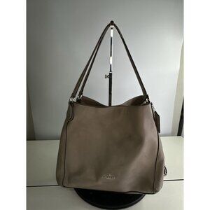 Coach Beige Pebbled Leather 3 Compartment Shoulder Bag Purse